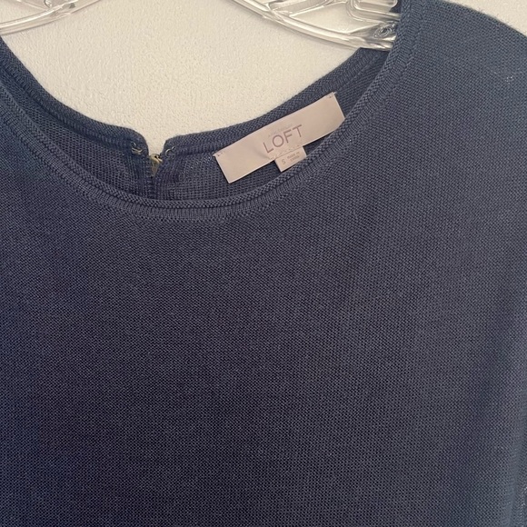 LOFT Pleated Wool Blend Fit & Flare Style Sweater Dress, Size Small - Picture 3 of 7